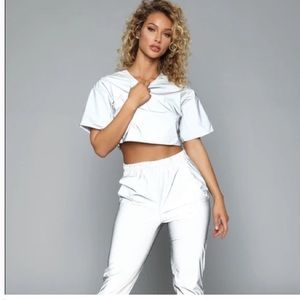 NWT Fashion Nova Reflective Pant Set